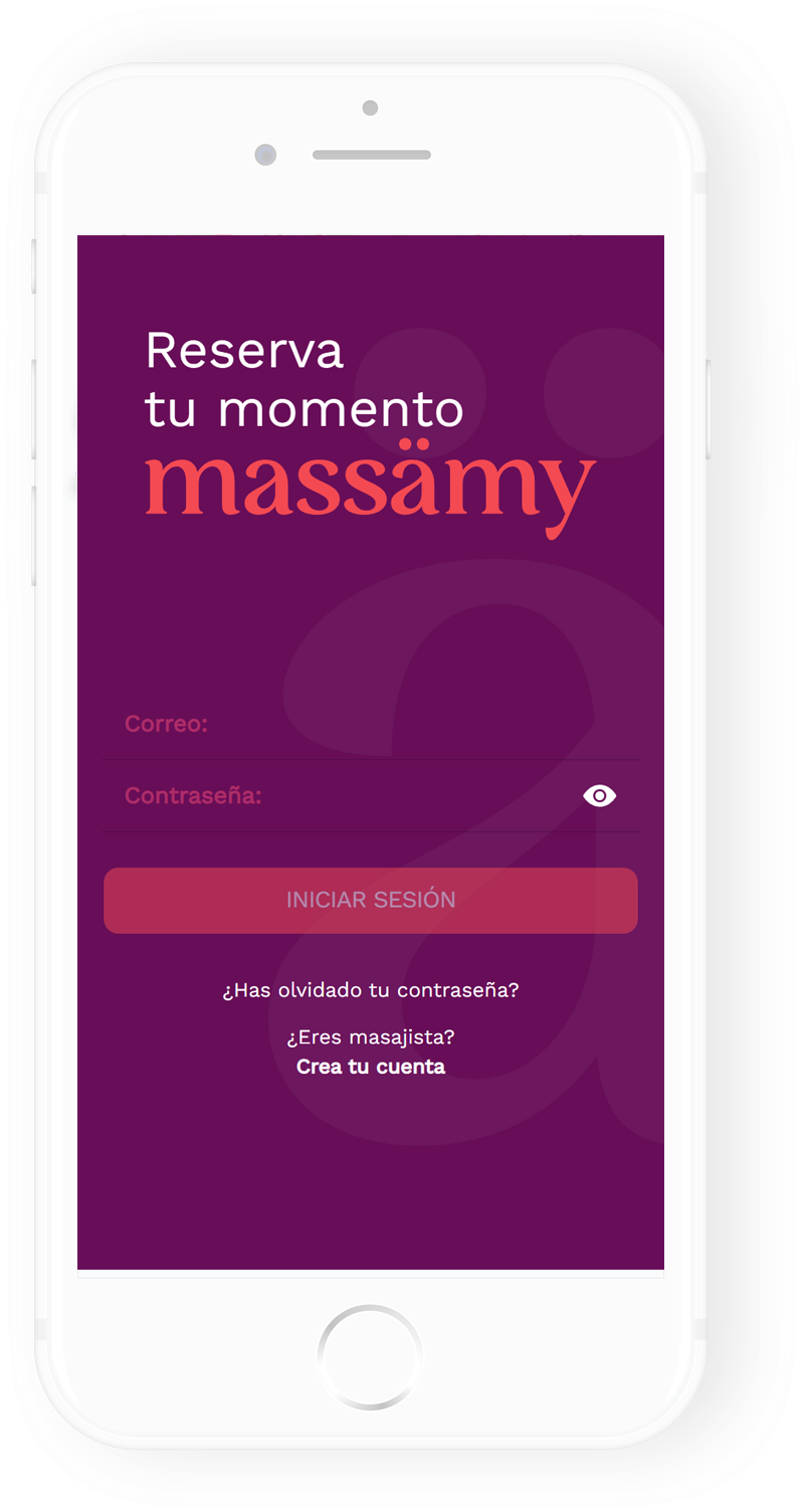 Captura de pantalla Massämy app para centros de masaje